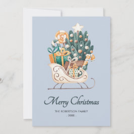 水彩クリスマススリーズブルー非写真 シーズンカード