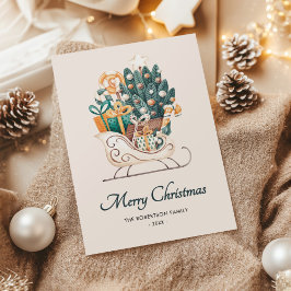 水彩クリスマススレイ 非写真 シーズンカード