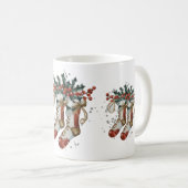 水彩クリスマスソックスとホリーベリー コーヒーマグカップ (正面右)