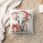 水彩クリスマスゾウ クッション (ブランケット)