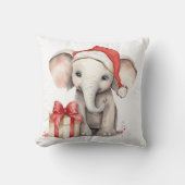 水彩クリスマスゾウ クッション (正面)