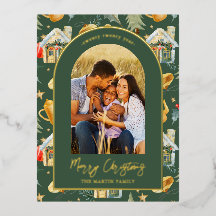 水彩クリスマスタウンフォトグリーン