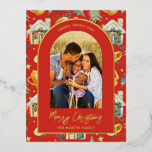 水彩クリスマスタウンフォトレッド