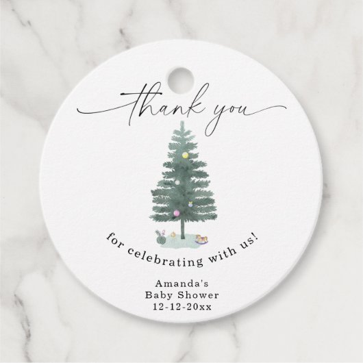 水彩クリスマスツリーありがとうございます フェイバータグ (正面)