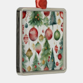 水彩クリスマスツリーとオーナメント抽象芸術 メタルオーナメント (右)