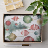 水彩クリスマスツリーとオーナメント抽象芸術 薄葉紙 (ギフト)