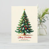 水彩クリスマスツリーのグリーティングカード 招待状 (スタンド正面)