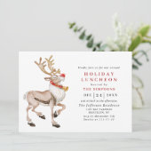 水彩クリスマスツリーのホリデー・ランチョン 招待状 (スタンド正面)