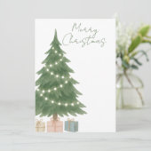 水彩クリスマスツリーの写真パーソナライズされた シーズンカード (スタンド正面)