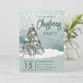 水彩クリスマスツリーの冬のクリスマスパーティー 招待状 (スタンド正面)