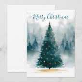 水彩クリスマスツリーの挨拶 シーズンカード (正面/裏面)
