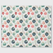 水彩クリスマスツリーオーナメントパターン ラッピングペーパー (フラット)