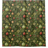 水彩クリスマスツリーオーナメント シャワーカーテン (正面)