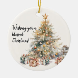水彩クリスマスツリーオーナメント セラミックオーナメント
