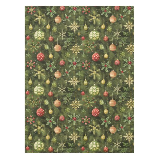 水彩クリスマスツリーオーナメント テーブルクロス (正面)