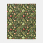 水彩クリスマスツリーオーナメント フリースブランケット (正面)