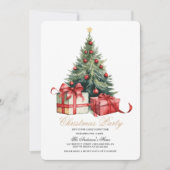 水彩クリスマスツリークリスマスパーティー シーズンカード (正面)