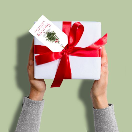 水彩クリスマスツリーシーズンのご挨拶 ギフトタグ