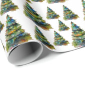 水彩クリスマスツリースノーフレークスケッチ ラッピングペーパー (ロールコーナー)