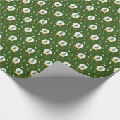 水彩クリスマスツリーズインスノーグローブグリーン ラッピングペーパー (角)