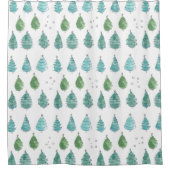 水彩クリスマスツリーズグリーン シャワーカーテン (正面)