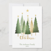 水彩クリスマスツリーズミニマルエレガントリスト シーズンカード (正面)