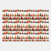 水彩クリスマスツリーパターンフェスティバルクリスマス ラッピングペーパーシート (正面2)