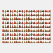 水彩クリスマスツリーパターンフェスティバルクリスマス ラッピングペーパーシート (正面)