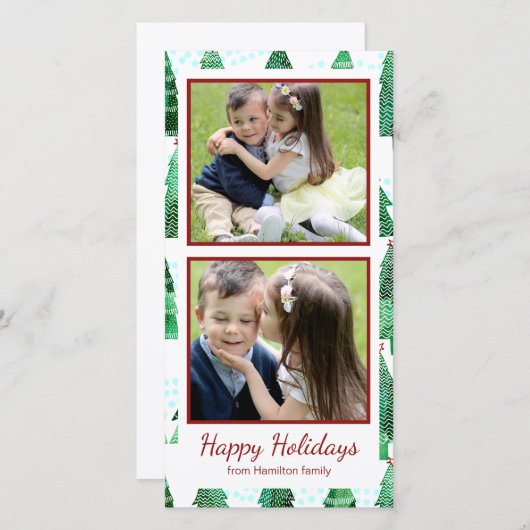 水彩クリスマスツリーパターン シーズンカード (正面/裏面)