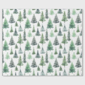 水彩クリスマスツリーパターン ラッピングペーパー (フラット)
