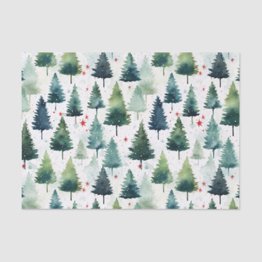 水彩クリスマスツリーパターン 薄葉紙 (正面)