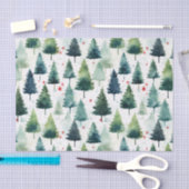 水彩クリスマスツリーパターン 薄葉紙 (クラフト)