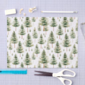 水彩クリスマスツリーパターン 薄葉紙 (クラフト)