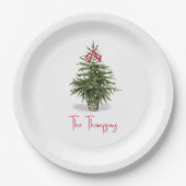 水彩クリスマスツリーパーソナライズされた ペーパープレート (正面)
