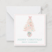 水彩クリスマスツリーピンクグランミレニアル ノートカード (正面)