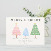 水彩クリスマスツリーファミリー名非写真 シーズンカード (スタンド正面)