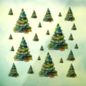 水彩クリスマスツリーフェスティバルホリデーパターン ウィンドウサイン (シート3)