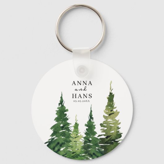 水彩クリスマスツリーフェスティバル結婚ズ キーホルダー (正面)
