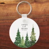 水彩クリスマスツリーフェスティバル結婚ズ キーホルダー (正面)