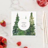 水彩クリスマスツリーフェスティバル結婚ズ スタンダードカクテルナプキン (インサイチュ)