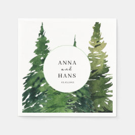 水彩クリスマスツリーフェスティバル結婚ズ スタンダードカクテルナプキン