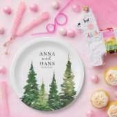 水彩クリスマスツリーフェスティバル結婚ズ ペーパープレート (パーティー)