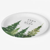 水彩クリスマスツリーフェスティバル結婚ズ ペーパープレート (アングル)