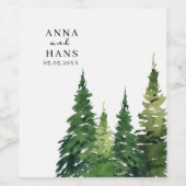 水彩クリスマスツリーフェスティバル結婚ズ ワインラベル (シングルラベル)