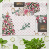 水彩クリスマスツリープレゼントテディベア キッチンタオル (折り畳み)