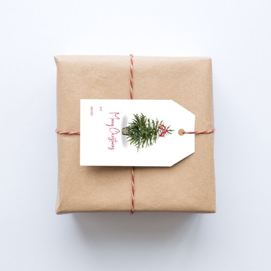 水彩クリスマスツリーメリークリスマス ギフトタグ