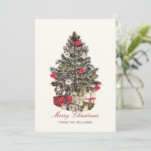 水彩クリスマスツリーメリークリスマス シーズンカード (スタンド正面)