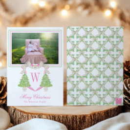 水彩クリスマスツリーモノグラムクレストフォト シーズンカード