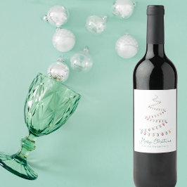 水彩クリスマスツリーライトカスタムパーティー ワインラベル