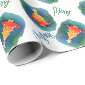 水彩クリスマスツリーラッピング紙 ラッピングペーパー (ロールコーナー)